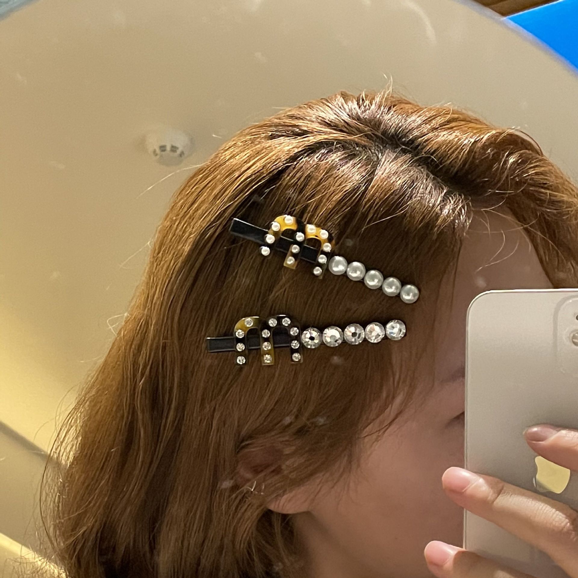 Fashion Letter Crystal Pearl Leopard Color Hairpin display picture 21