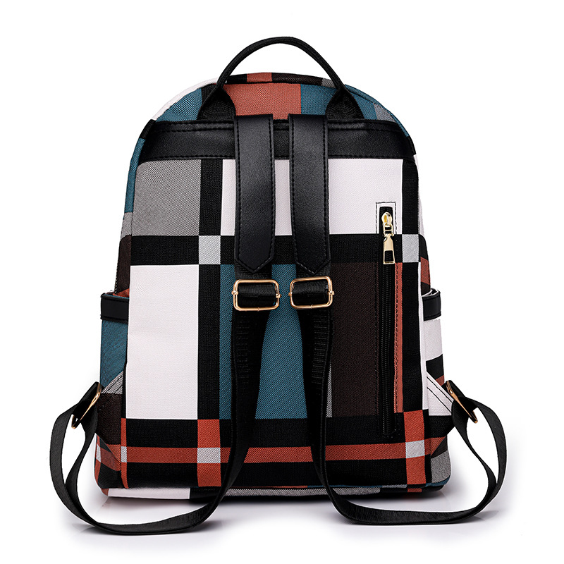 Venta al por mayor transfronteriza 2024 nueva mochila de PU para mujer casual moda color de contraste mochila de viaje de gran capacidad mochila escolar de moda