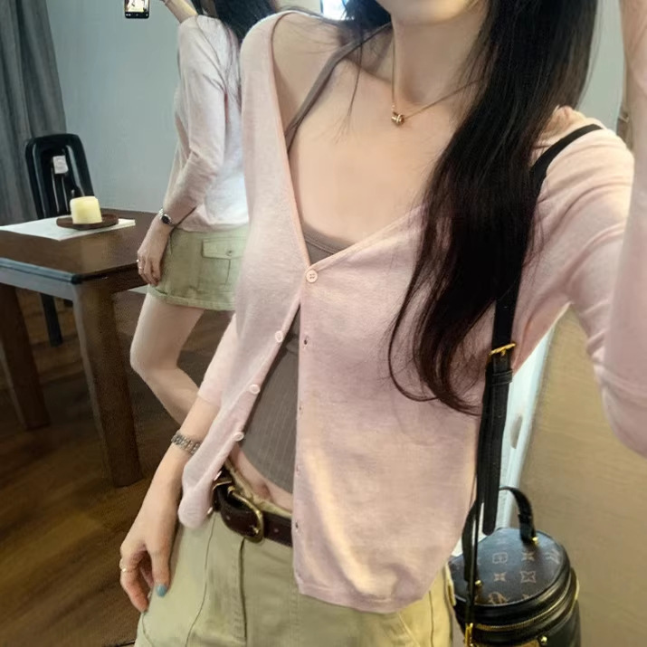 2026 Spring New Style Knitted Cardigan for Women, Casual Woolen Sun Protection Jacket, Loose and Lazy Outerwear, Thin Top