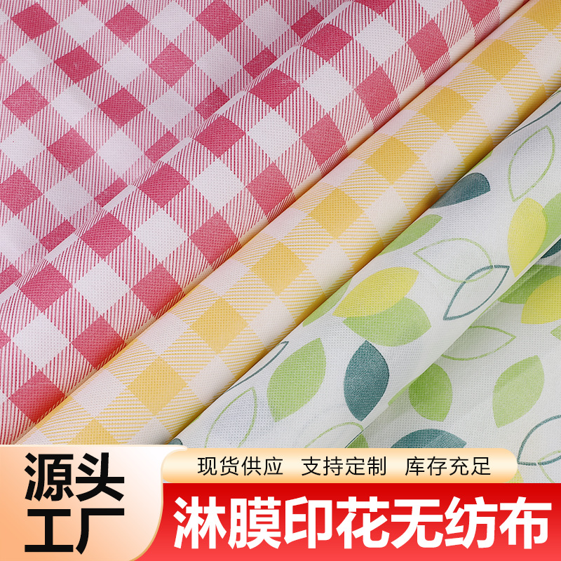 厂家现货防水防潮pe淋膜印花无纺布野餐垫收纳袋棉被袋淋膜无纺布