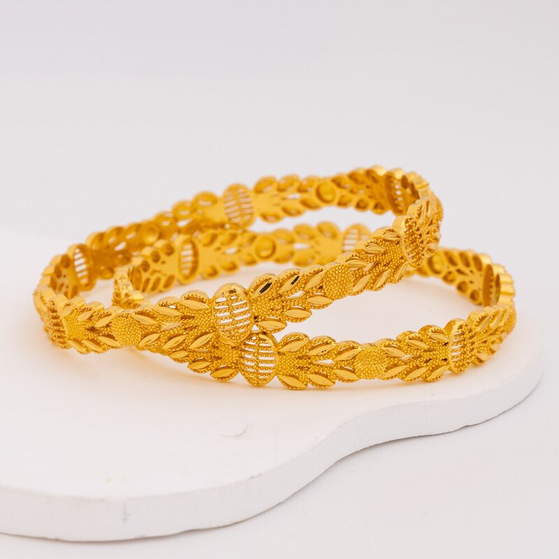 Middle East Dubai Cross-Border Hot-Selling Wedding Bracelet Fashionable Bride Carved Wheat Ear Bracelet African Hot-Selling Hollow Ladies