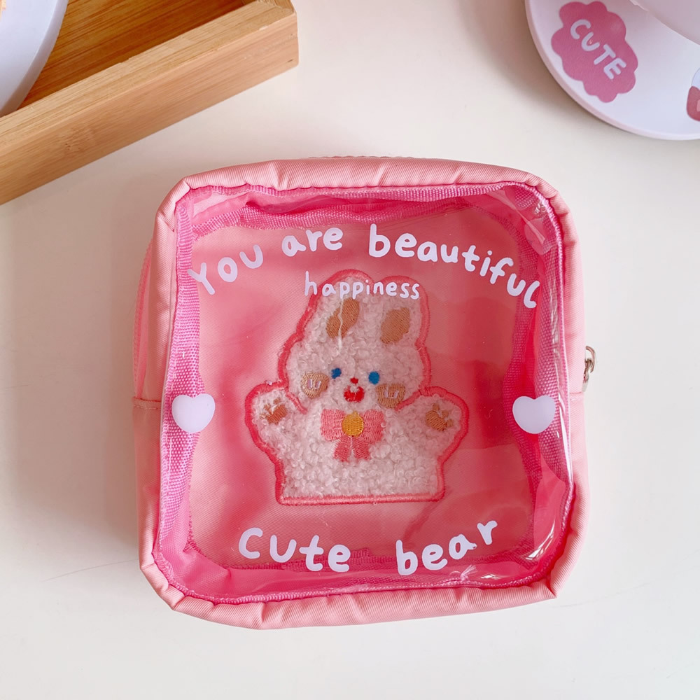 cute cosmetic tea bear transparent storage portable coin purse bagpicture4