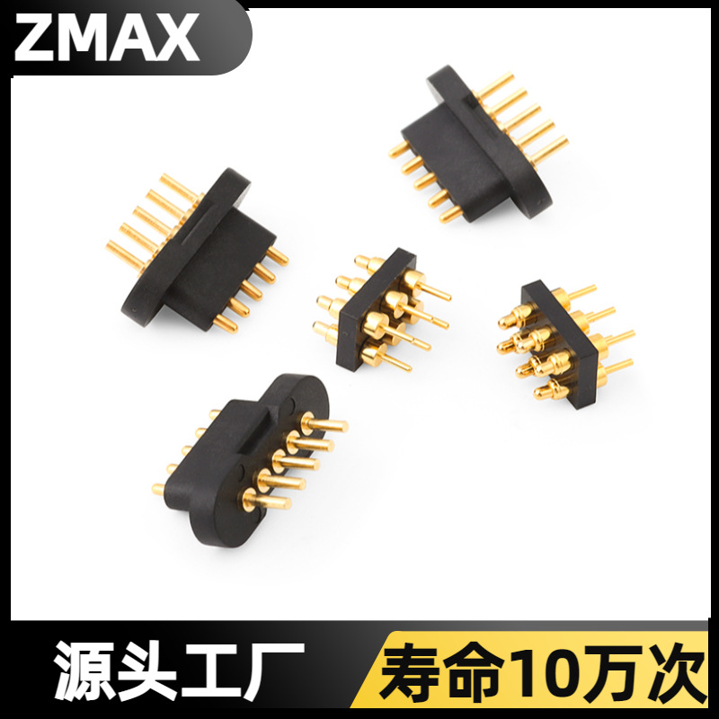 pogopin 弹簧针连接器公座单排DIP插板镀金弹针