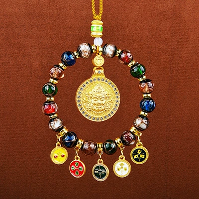 Interior Pendant Advanced, Car hanging - fragrant-ash-glazed-five-way-god-of-wealth-diamond-encrusted-god-of-wealth