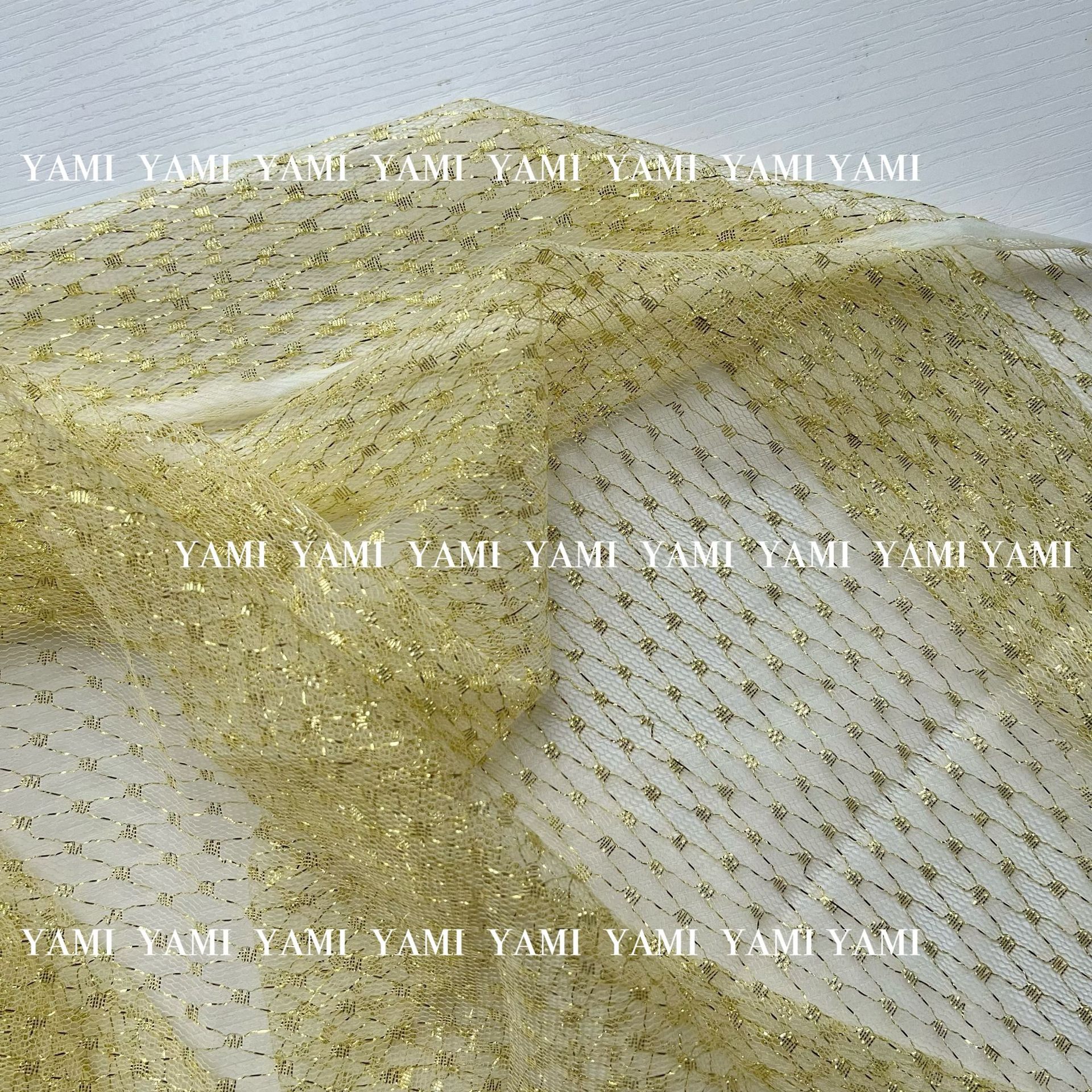 Fábrica directa rombo hilo de oro punto jacquard Malla tela malla falda etapa falda hanfu falda Lolita tela
