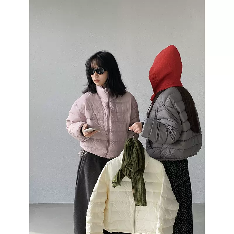 江左 可溯源90白鸭绒 韩系温柔风粉色短款排骨羽绒服2025冬 1725