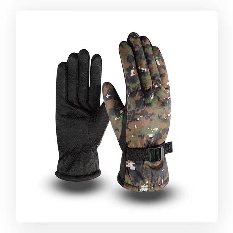 Guantes de camuflaje otoño e invierno con forro polar cálido a prueba de viento impermeable antideslizante conducción deportiva guantes al aire libre