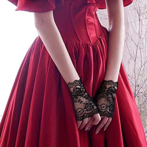 Lace gloves women's half fingerless fingerless short sailor dance driving sun protection UV scar covering gloves