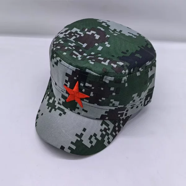 Manufacturer Sells Camouflage Five-Star Flat-Top Hat for Men and Women, Retro Performance Hat, Parent-Child Activity Campus Hat, Adult Trend