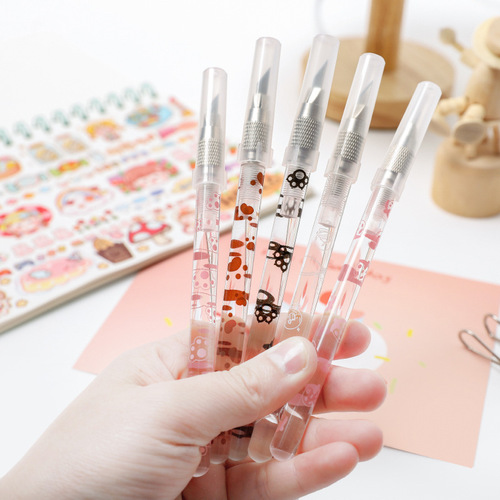 Cute notebook pen knife, paper cutting knife, pen knife, cutting sticker tape, portable pen-type multi-purpose carving knife