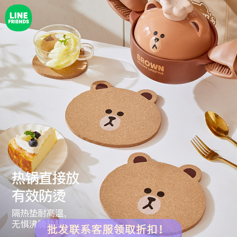 ブラウン熊コルクコースター家庭用食器皿断熱マットテーブル料理マット土鍋カップマットキッチンパーマ防止マット|undefined