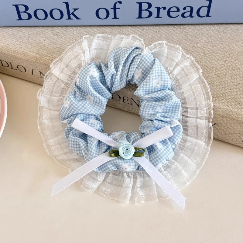 Cuerda para el cabello de intestino grueso azul para niños Cuerda para el cabello de encaje dulce para niñas