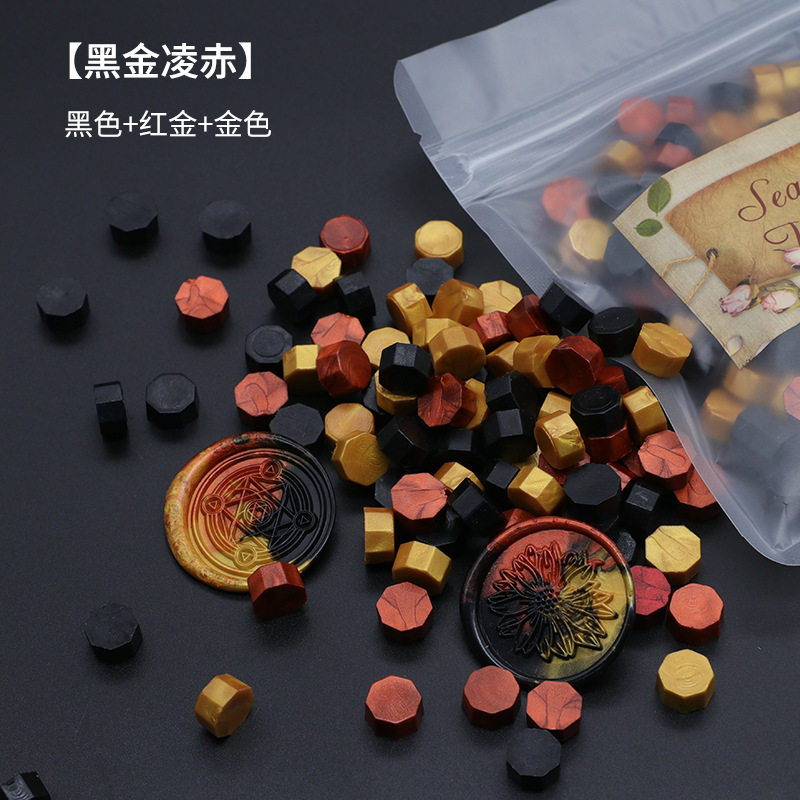 Ocho-lado fuego pintura cera grano mezclado color 35g bolsa de embalaje fuego pintura cera sello al por mayor sobre DIY mano cuenta de sellado Uso de cera