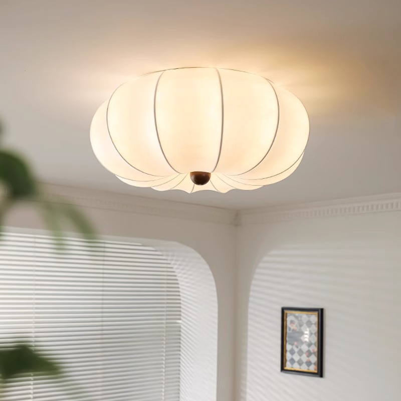 Luz de techo de seda medieval de espectro completo estilo japonés silencioso viento residencial dormitorio comedor retro Zen lámparas de viento crema