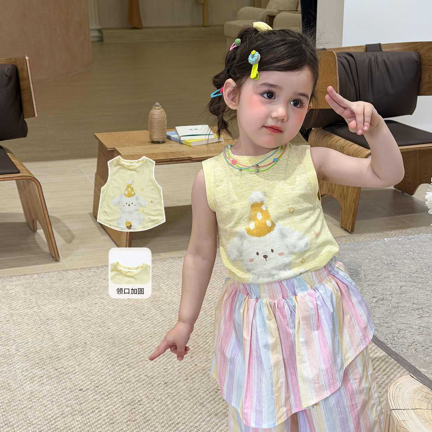 Sugar Pear ropa infantil chaleco de verano delgado 2026 ropa infantil casual clase A niñas bebés camisa sin mangas