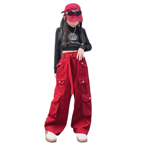 Women's Set Autumn  New Children's Internet Famous Streetwear Work Pants Casual Long Sleeve T-Shirt Two-Piece Stylish