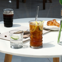 玻璃威士忌啤酒杯ins风螺旋纹水杯女果汁杯咖啡杯冷饮杯牛奶杯子