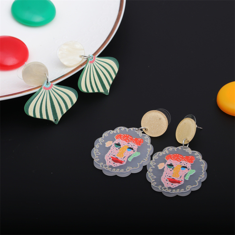 Europa y América transfronteriza verano tridimensional Shell Stud pendientes mujer acrílico pendientes Mujer