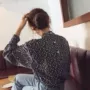韩国碎花后背长袖衬衫