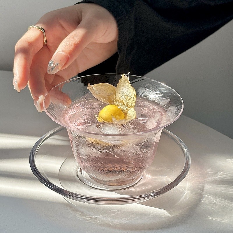 ins復古斜紋咖啡杯拿鐵杯功夫茶系列國風雞尾酒冰球杯古典玻璃杯