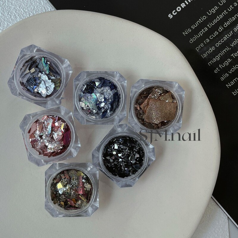Astringent Manicure Shell Flakes Cloud Brocade Powder Ins Asymmetrical Flakes Abalone Shell Nail DIY Decoration Patch Wholesale