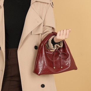 Red Bag Wedding Bag New Style Gentle and Sweet Strap Bow Korean Style Simple Casual Versatile Handbag