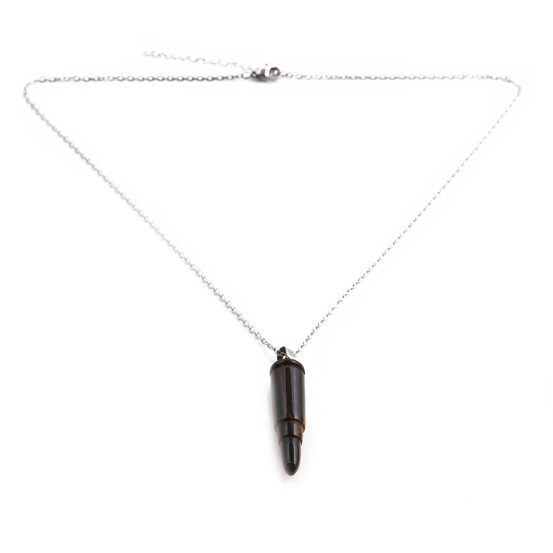 Tiger Eye Stone Domineering Bullet Pendant Retro Punk Style Trend Hip Hop Machine Gun Shell Necklace