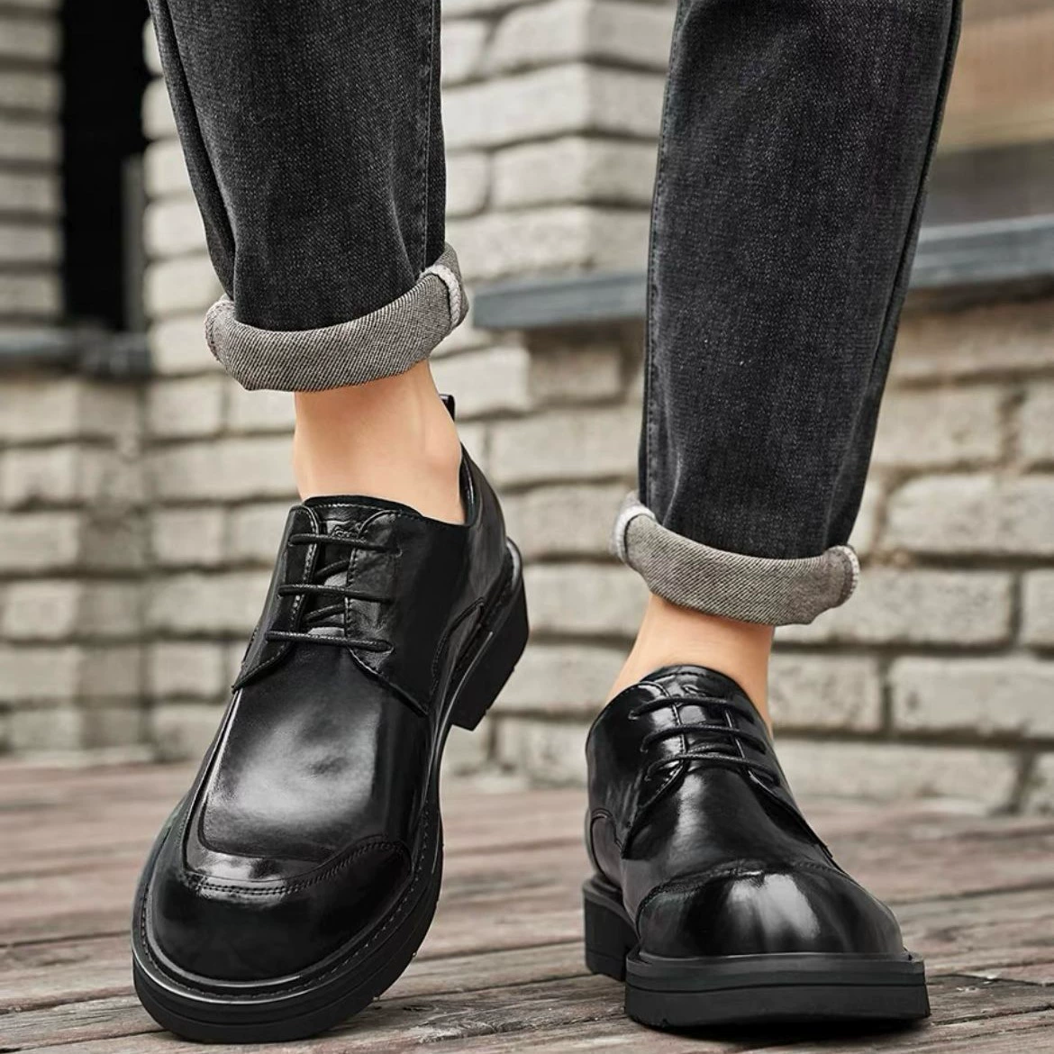 Производитель мужской кожаной обуви из натуральной кожи, популярная официальная обувь, черные мужские туфли на шнуровке для всех сезонов, деловые 78701-7