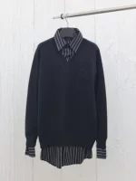 Ядовитый магазин Париж BL Home 24SS новый кампус стиль сращивания поддельные две рубашки свитер Os свободная версия