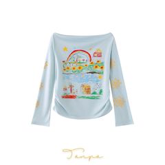 Mint Miaow 25秋新作スイートガール漫画楽しい柄長袖Tシャツ