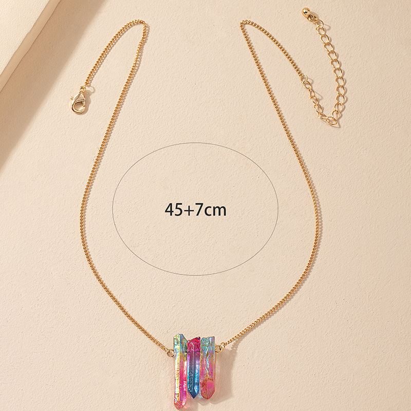simple colorful crystal stone pendant necklace
