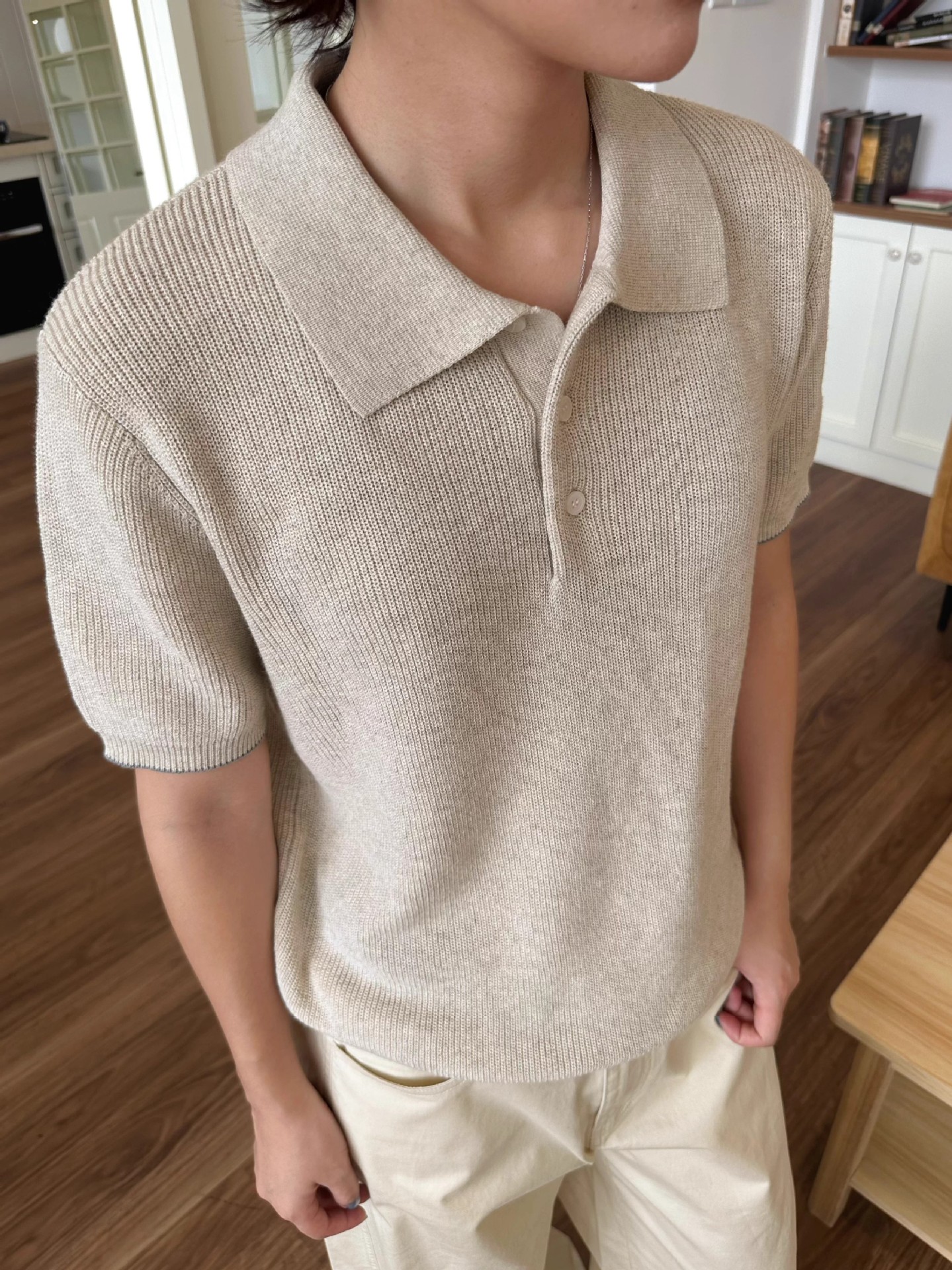 Gestricktes Polohemd Für Damen Und Herren Baumwolle Leinen Blumen_voghion.com