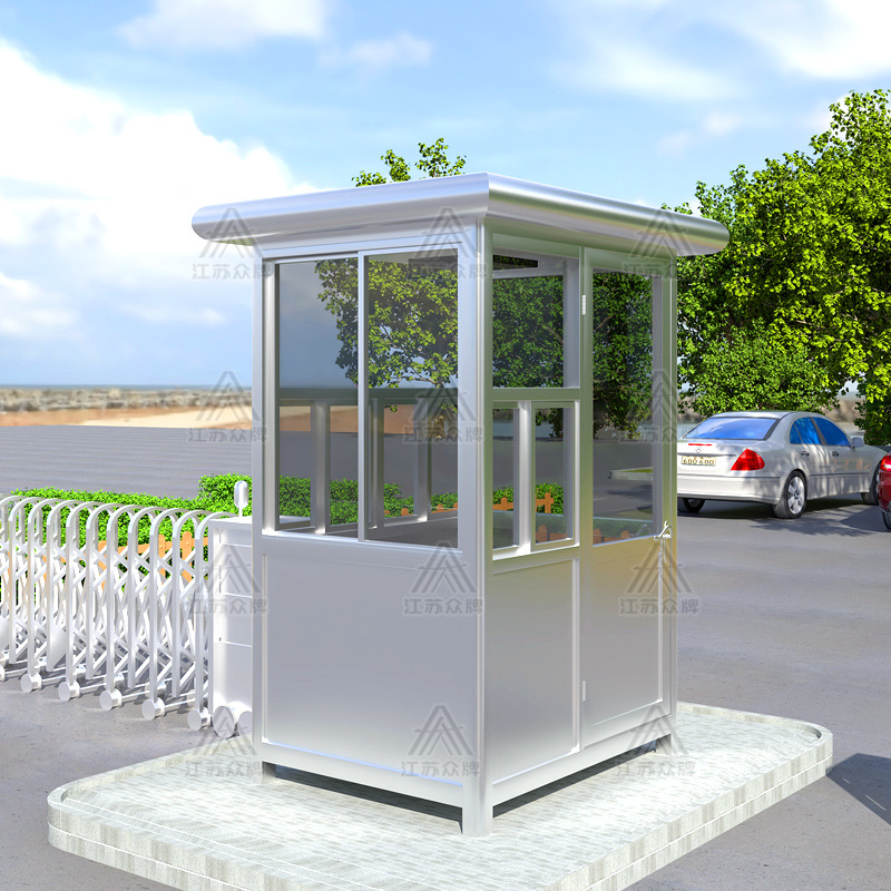 Puesto de guardia de acero inoxidable terminado, mesa de imagen de bienvenida, pabellón de seguridad, centro comercial, estacionamiento de pago, pabellón de seguridad, sala de servicio comunitario