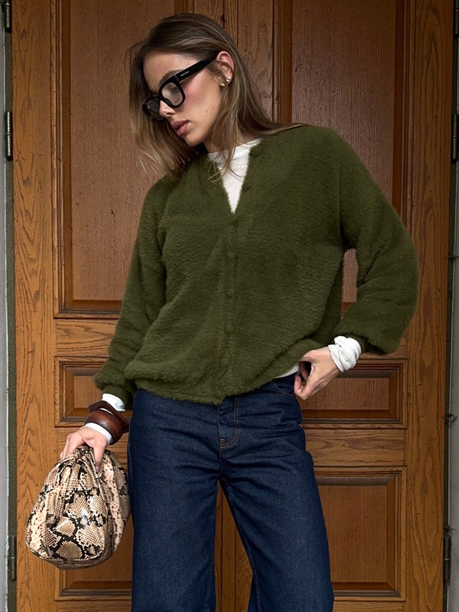 Suéter transfronterizo Europa y América 2026 primavera y verano nuevo cuello redondo de hebilla de una sola fila cardigan suelto vento perezoso camisa de punto casual