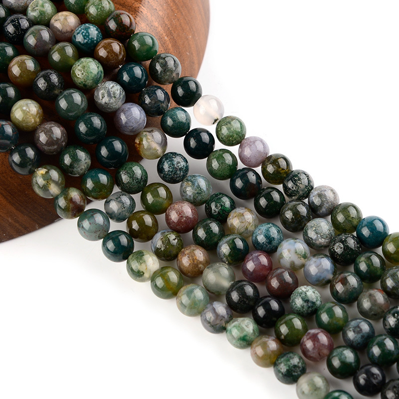 Natural Indian Marine Aquatic Plants Agate Loose Beads Colorful Jade display picture 4