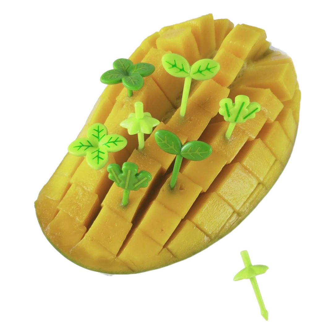 ¡Nuevo producto! Trébol de cuatro hojas palo de fruta de plástico palo de bento para niños tenedor de fruta de estilo japonés 8 piezas