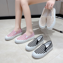 Women's shoes 2023 new checkerboard thick-soled canvas carefully selected trendy shoes casual sports running board shoes for girls