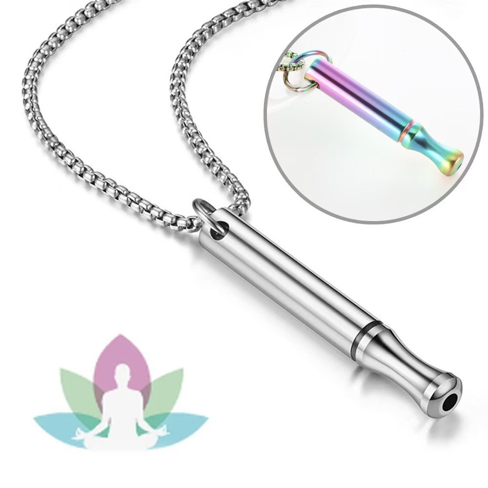Yoga Meditation Whistle Mindfulness Pendant Stainless Steel Customizable Anxiety Necklace for Regulating Breathing and Relieving Anxiety in Stock