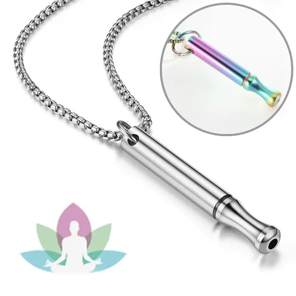 Yoga Meditation Whistle Mindfulness Pendant Stainless Steel Customizable Anxiety Necklace for Regulating Breathing and Relieving Anxiety in Stock