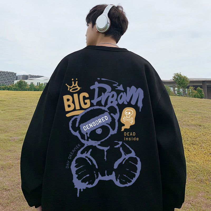 Cross-border crew neck sweater men's heavy 280g long sleeve jacket autumn and winter Joker boyfriend wind loose high street pullover