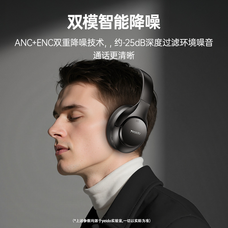 yesido台式电脑耳机头戴式跨境代发游戏ENC双降噪ANC蓝牙耳机无线|undefined