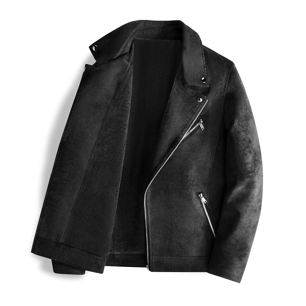 Muška moderna i lijepa jakna s flisom, uski kroj, kožna jakna s kosim patentnim zatvaračem, korejsko motociklističko odijelo, nova jesen/zima_voghion.com