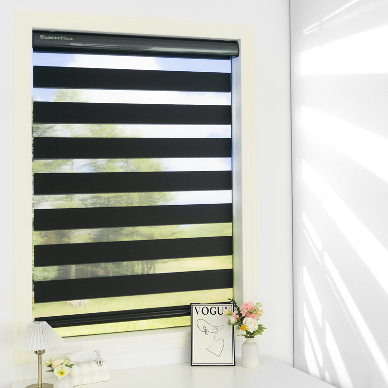 SylshineHome roller shutter black full shading curtain zebra soft gauze shade electric dimming blinds