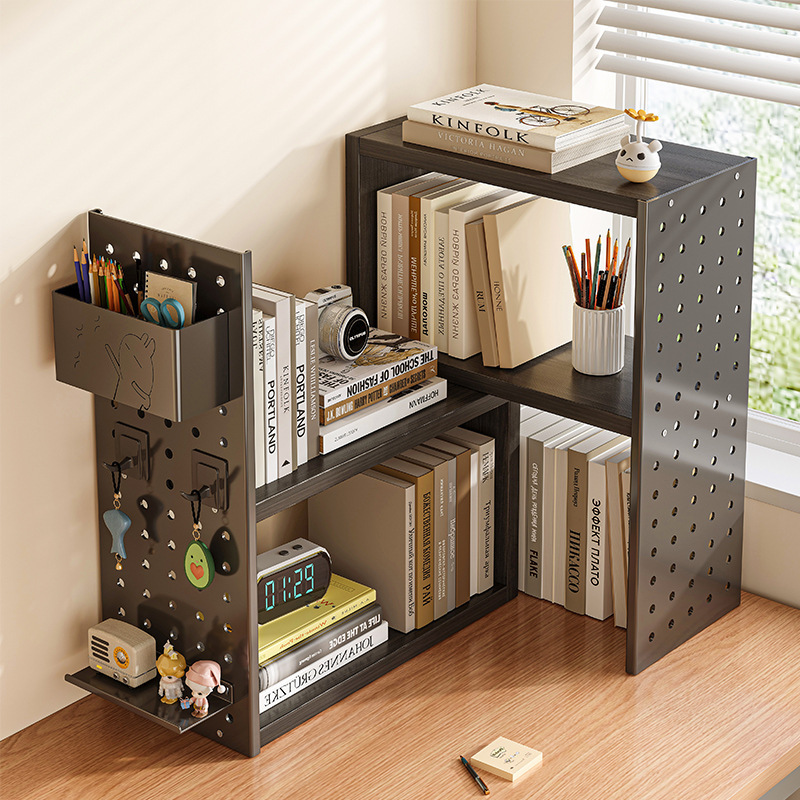 Estantería de escritorio Estante retráctil Tablero de agujero vertical Estante de almacenamiento de escritorio Estante dividido simple para el hogar de los estudiantes