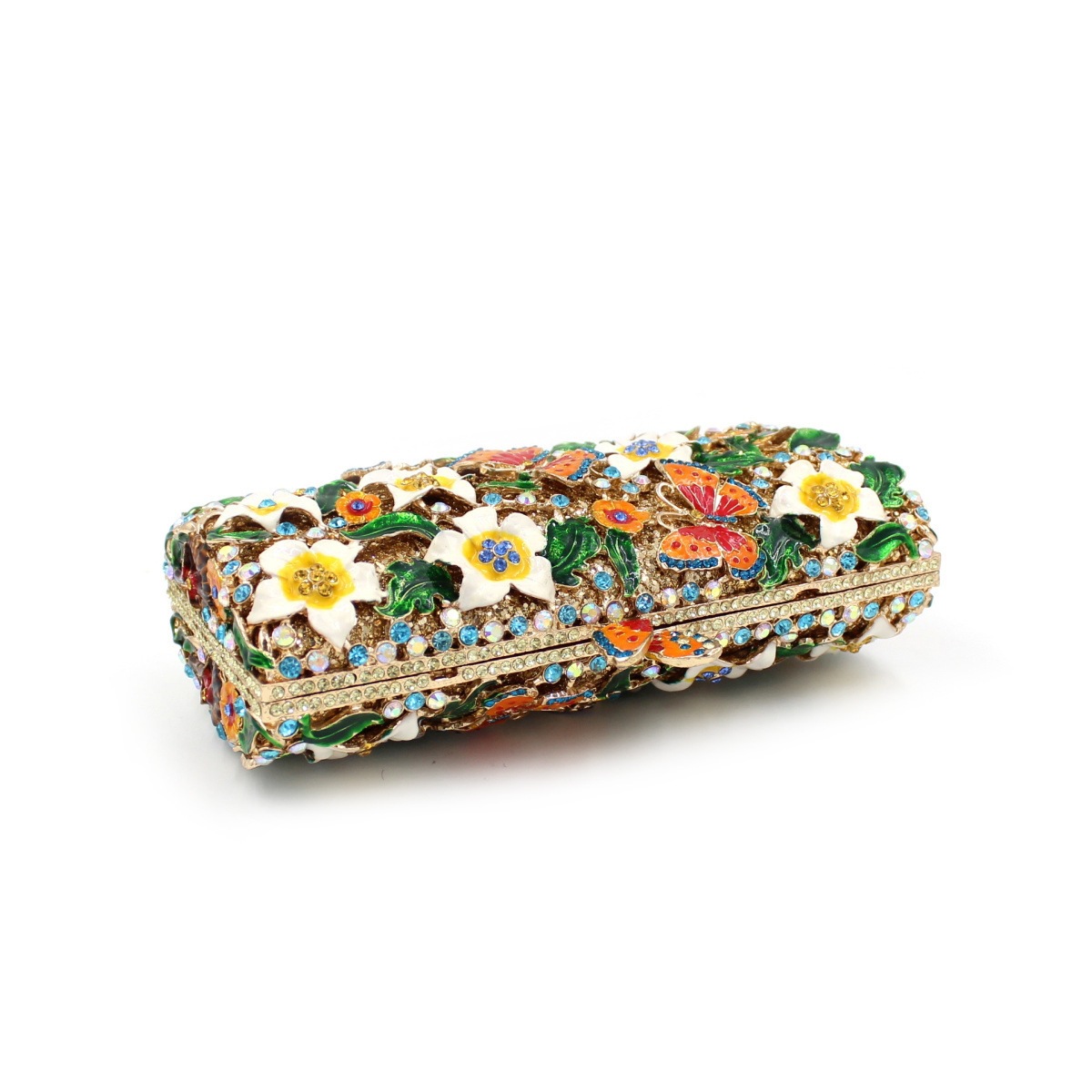 BL025 goteo de aceite flor de diamante de agua bolsa de cristal de metal aire bolsa de cena de diamante bolsa de mano bolsa de ultra fibra dura