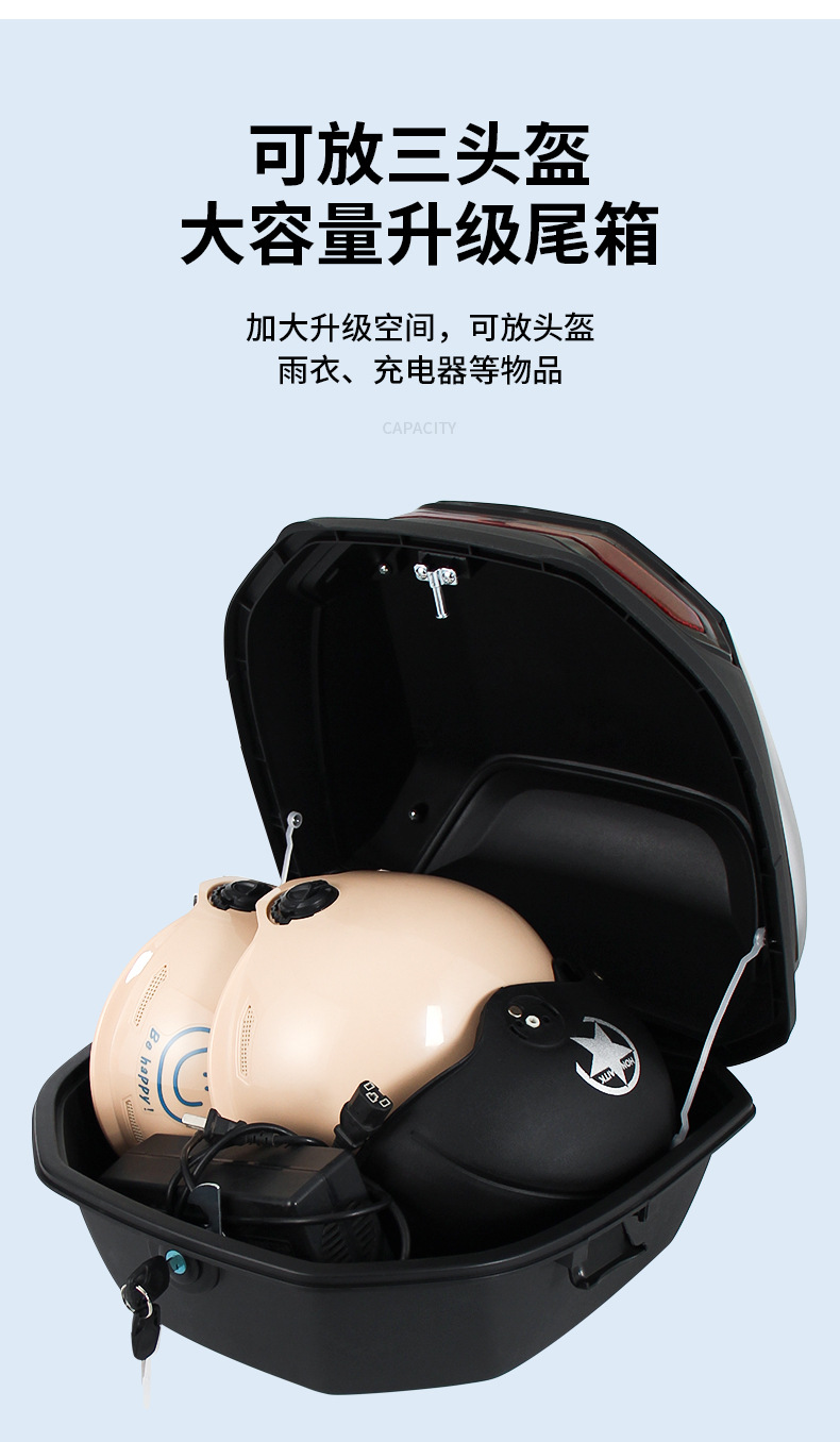 Electric Vehicle Trunk, Battery Car Rear Trunk, Large-Capacity Storage Tool Box, Storage Box, Universal for Scooters
