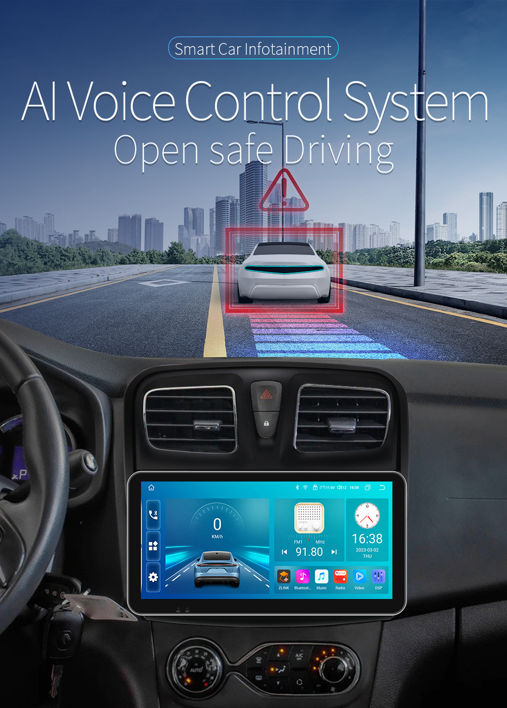 Suitable for 12-19 Renault Logan/Dacia Central Control Large Screen Android Large Screen Reversing Image Navigation Gps