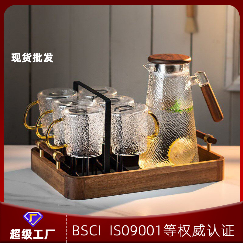 Glass Cup Set for Living Room, Cold Water Jug, High-Temperature Resistant Tea Cups, Drinking Water Cups, Living Room Cup Set