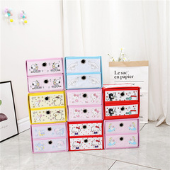 New cartoon double-layer PU round hole storage box office bedroom desktop drawer-type foldable storage box
