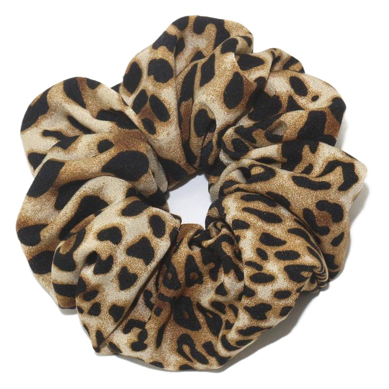 Amazon transfronterizo brillante leopardo impresión anillo intestino grande anillo de pelo europeo y americano banda elástica accesorios para el pelo al por mayor cerdo gran intestino pelo anillo cabeza flor